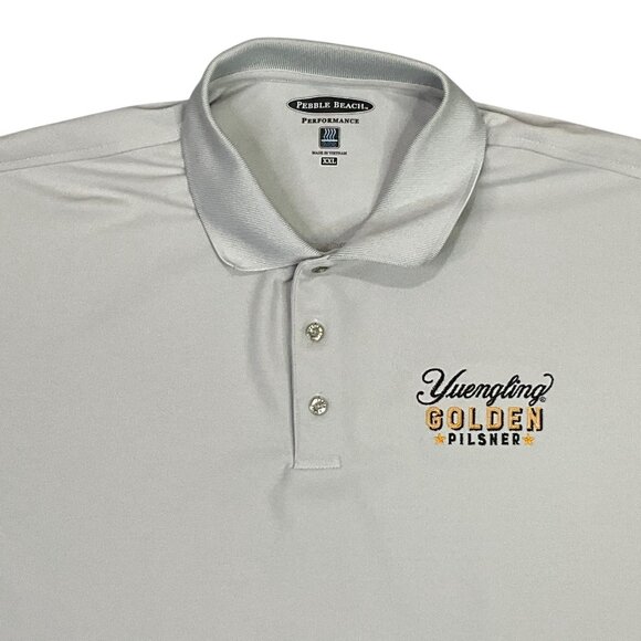 Yuengling Polo Shirt Mens 2XL Golf Gray Pebble Beach Performance Golden Pilsner - Picture 4 of 9